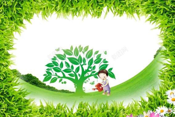 植树节卡通植树公益环保海报背景素材背景