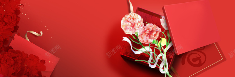 母亲节礼物节康乃馨红色背景背景