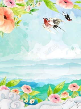 水墨花卉海报背景素材背景