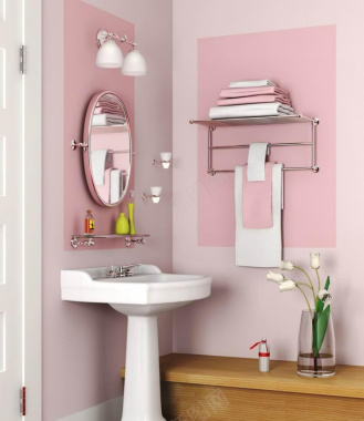 粉色温馨浴室设计背景背景