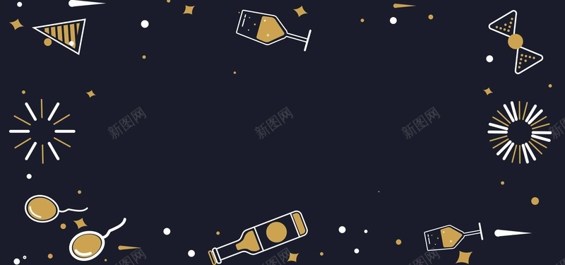 聚会简约暗色bannerpsd设计背景_88icon https://88icon.com 蝴蝶结 暗色 简约 聚会 酒杯 气球 圆点 漂浮 三角 星星