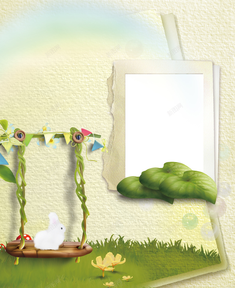 秋千兔子白兔叶子成长册背景素材psd设计背景_88icon https://88icon.com 兔子 叶子 娃娃 幼儿 幼儿园 彩虹 成长 成长册 成长纪念册 手册 档案 画 白兔 秋千 纪念 纪念册 绿叶