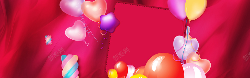 38妇女节庆祝狂欢气球红banner背景背景