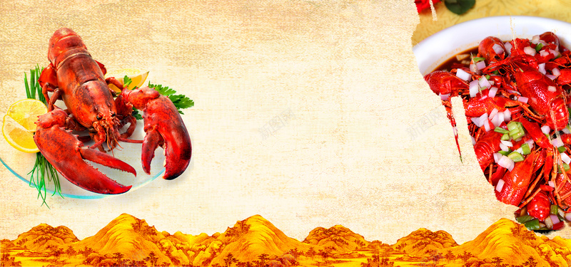 龙虾美食促销活动海报背景背景