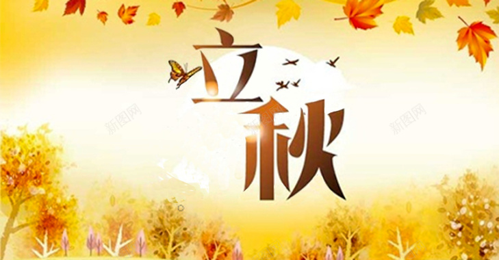 枯黄为主色调的立秋背景图背景