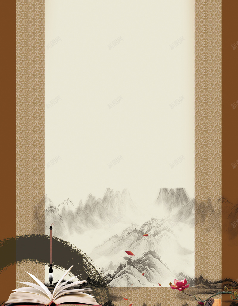 中国风水墨山水花鸟展板背景jpg设计背景_88icon https://88icon.com 中国风 水墨 山 迷雾 红梅 仙鹤 鸟 毛笔 本子 底纹