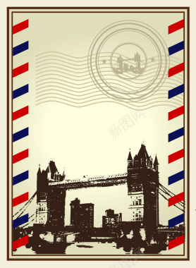 伦敦大桥信封纸张海报背景背景
