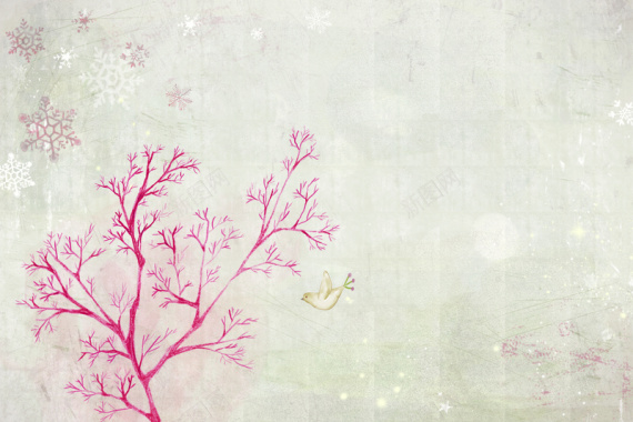 粉色手绘唯美树木背景背景