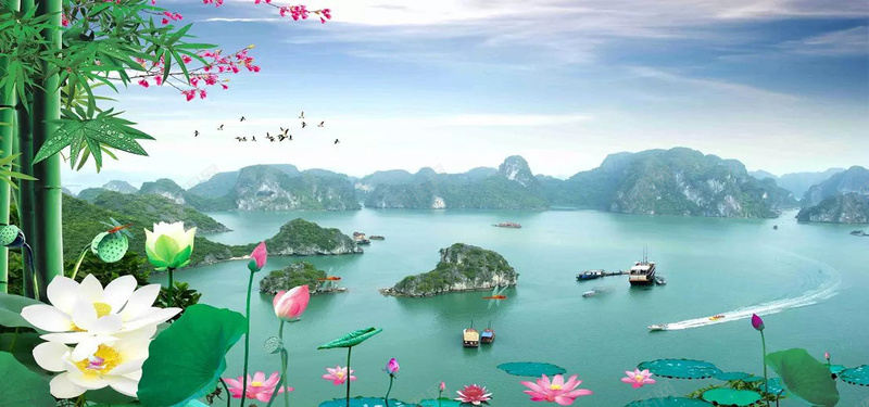 山水风景画背景