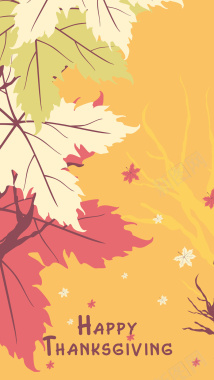 黄色碎花树叶复活节背景图背景