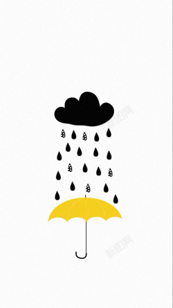 水彩雨点小黄伞H5背景高清图片