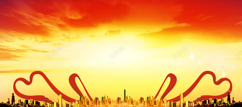 商务大气红色飘带背景素材背景