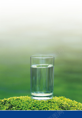 绿色树叶上的白水杯背景素材背景