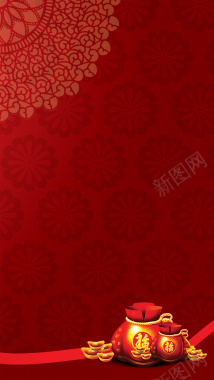 红色新年喜庆psd分层H5背景背景