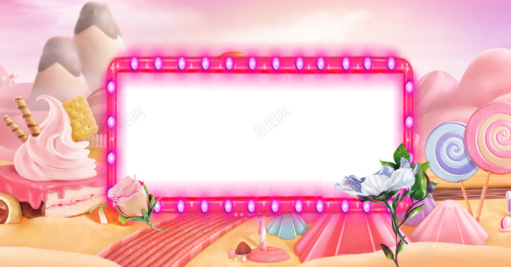 粉色插画童话唯美花朵38女神节海报背景背景