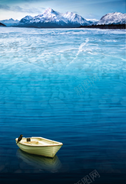 雪山湖水蓝色背景素材背景