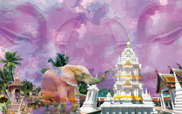 水彩佛像泰国旅游宣传海报背景psd背景