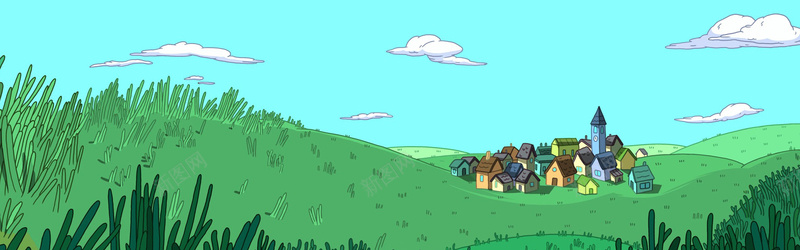 卡通场景房子背景背景