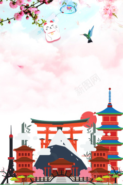 日本旅游海报背景背景