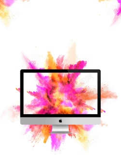 手机店白色炫彩苹果产品手机店iMac促销高清图片