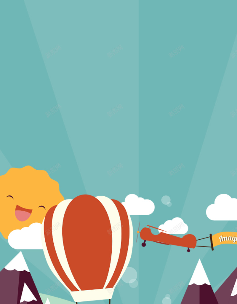 卡通热气球h5背景psd设计背景_88icon https://88icon.com 小清新 扁平化 热气球 卡通 山丘 h5背景 童趣 手绘