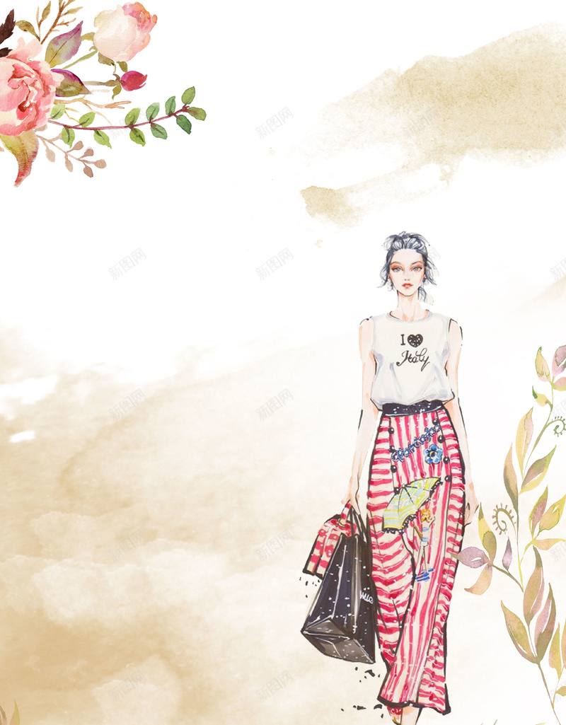 水彩风感恩节女装促销海报背景psdpsd设计背景_88icon https://88icon.com 水彩风 感恩节 女装促销 海报背景 psd 花卉 时尚女孩 女模