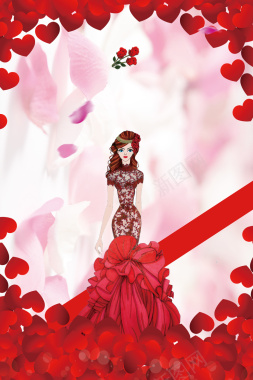 红色手绘三八妇女节宣传海报背景