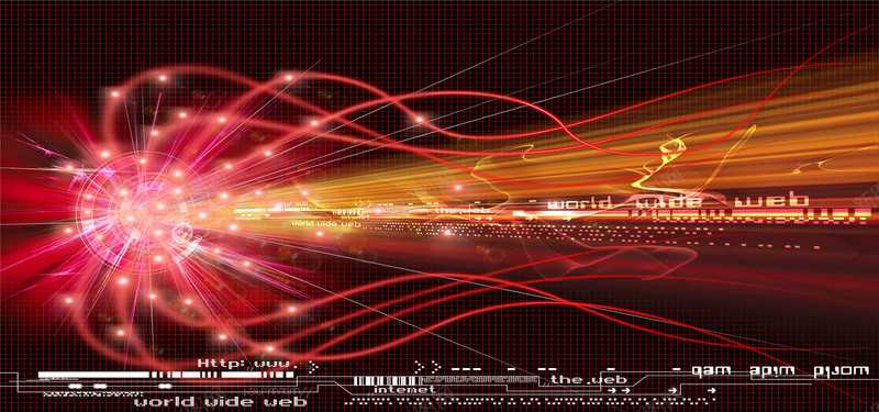 红色科技光线海报背景背景