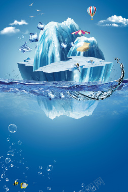 冰雪海水海报背景素材背景