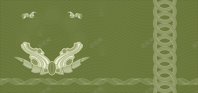 绿色欧式花纹代金卷背景素材背景
