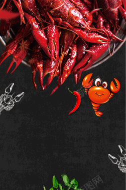 小龙虾美食餐饮海报背景