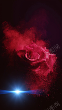 红色玫瑰烟雾背景素材背景