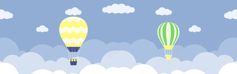 卡通云朵热气球背景背景