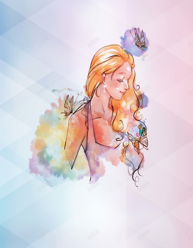 彩色手绘三八女神节海报背景psd设计背景_88icon https://88icon.com 手绘 水彩画 三八节 女神节 女人节 三八妇女节海报 女神节海报 创意海报 女人节活动主题海报