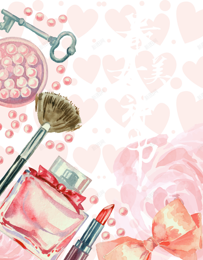 手绘化妆品三八妇女节海报背景psd设计背景_88icon https://88icon.com 妇女节促销 妇女节海报 女生节 花卉 花朵 三八节 三八节海报 三八节快乐 化妆品