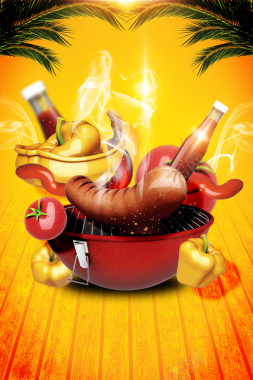 夏季BBQ烧烤狂欢海报背景