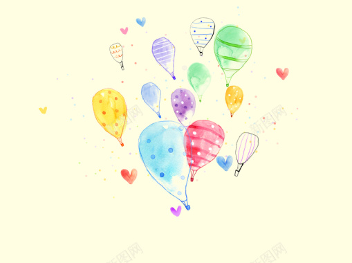 可爱水彩气球插画海报背景背景
