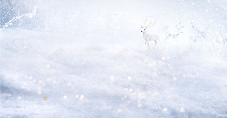 冬天白色冰天浪漫礼物麋鹿雪景雪天背景素材背景