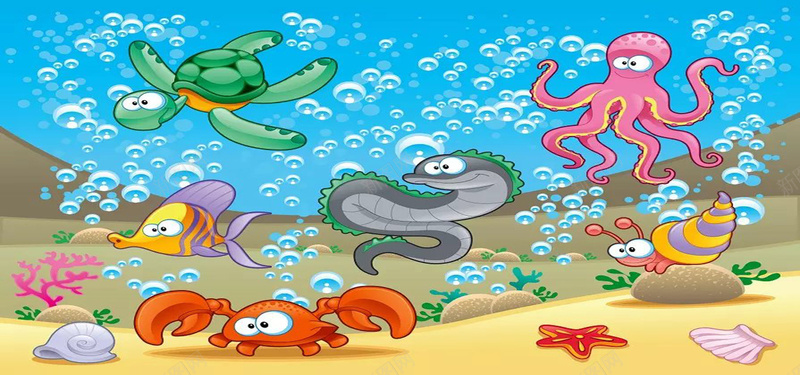 卡通海底世界背景图背景