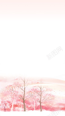 粉色三生三世十里桃花渐变唯美手绘背景素材背景