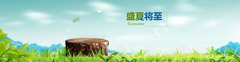 夏季食品类店铺活动bannerpsd设计背景_88icon https://88icon.com 小清新 夏季 树桩 绿色 阳光 树叶 泡泡 海报banner 文艺 简约