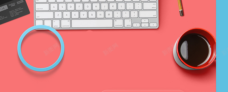 简洁大方的亮粉色办公桌面桌面banner背景