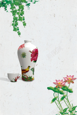 中国风瓷瓶海报背景背景