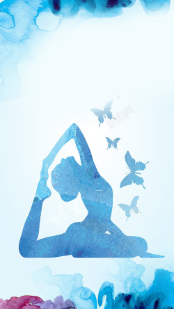 针灸拔罐蓝色瑜伽养生馆H5背景素材高清图片