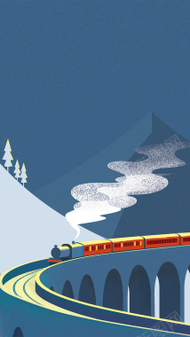 春节春运回家火车蓝色冰雪天气背景