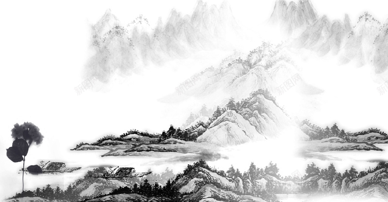 黑白水墨大气山水中国风背景画jpg设计背景_88icon https://88icon.com 山水 水墨画 黑白 中国风 山水背景 背景大气 国风
