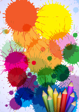 色彩斑斓铅笔插画矢量背景素材背景