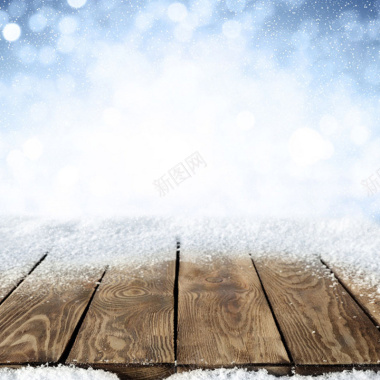 唯美雪景木板背景图背景