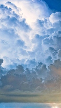 风景蓝底白色云朵黄云H5背景素材背景