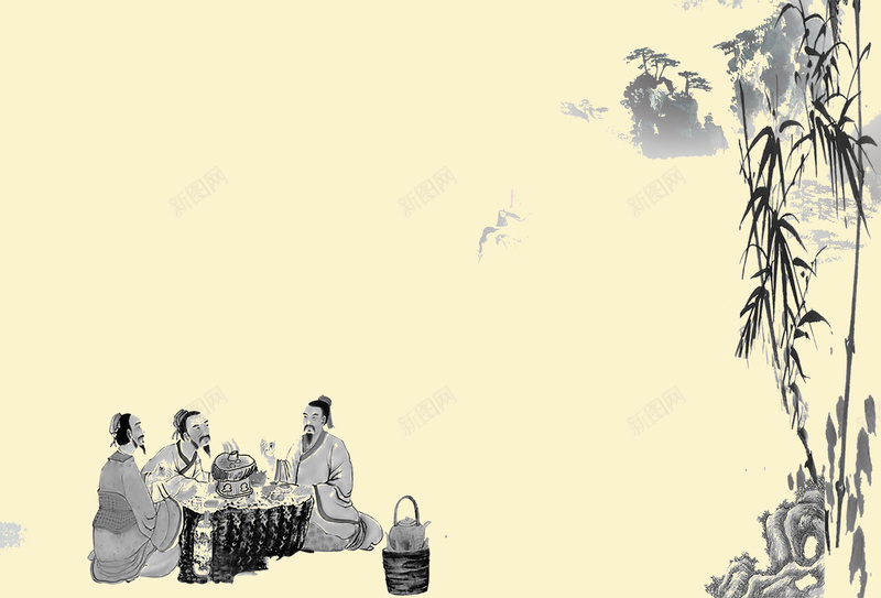 中国风水墨诗人吟诗作对背景素材jpg设计背景_88icon https://88icon.com 中国风背景 水墨背景 中国风 水墨 诗人 古人 意境 竹子 风景
